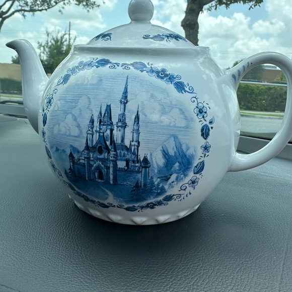 Disney | Dining | Disney Parks Blue And White Toile Ceramic Teapot ...